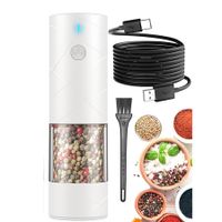 Electric Salt and Pepper Grinder with Warm LED Light, Adjustable Coarseness Large Capacity Automatic Salt Pepper Mill Grinder for Kitchen, White