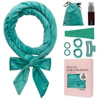 No Heat Curling Rod Headband, Overnight Velour Hair Curls Roller Wrap for Women with Long Hair - Green