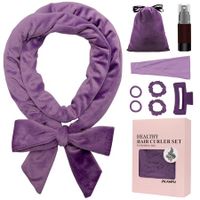 No Heat Curling Rod Headband, Overnight Velour Hair Curls Roller Wrap for Women with Long Hair - Purple