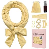 No Heat Curling Rod Headband, Overnight Velour Hair Curls Roller Wrap for Women with Long Hair - Yellow