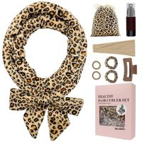 No Heat Curling Rod Headband, Overnight Velour Hair Curls Roller Wrap for Women with Long Hair - Leopard Print