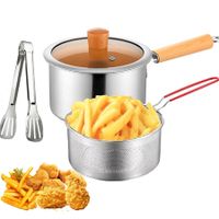 Stainless Steel Oil Strainer Pot With Fry Basket,Deep Fryer Pot With Basket And Lid,Stove Top Fryer With Basket For Cooking Chicken Wings,Seafood