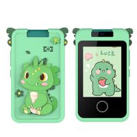 Green Children Mini Mobile Phone Camera Dual Camera Multi Function Photo & Video Sticker Camera (No Memory Card Included)