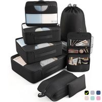 8 Set Packing Cubes Suitcase Essentials Organizer Bags Set for Luggage Road Trip Travel Accessories in 4 Sizes-Black