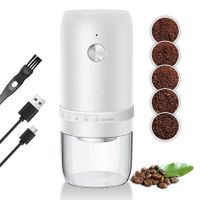 Portable Electric Coffee Grinder, Adjustable 40 levels Fine to Coarse Settings, Rechargeable Grinding for Office,Home,Camping, White