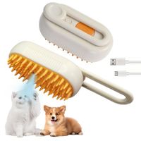 Self Cleaning 3 in 1 Pet Brush,Steam Cat & Dog Brush for Shedding & Grooming (Orange)