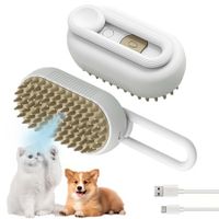 Self Cleaning 3 in 1 Pet Brush,Steam Cat & Dog Brush for Shedding & Grooming (Grey)