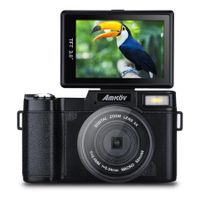 24Mp 3.0 Inch Tft LCD Flip Screen 1080P Fhd Digital Camera 4X Zoom Camcorder with Uv Lens Filter, Built in Flash