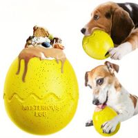 Dino Egg-Shaped Slow Feeder Dog Toy - Interactive Treat Dispenser Tough Chew Toys for Dogs Color Yellow