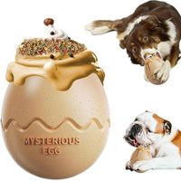 Dino Egg-Shaped Slow Feeder Dog Toy - Interactive Treat Dispenser Tough Chew Toys for Dogs Color Brown