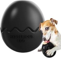 Dino Egg-Shaped Slow Feeder Dog Toy - Interactive Treat Dispenser Tough Chew Toys for Dogs Color Black