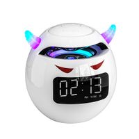 Wireless Bluetooth Speaker, Led Flash Portable Outdoor Bedside Kids Room Alarm Clock Subwoofer MusicPlayer with Microphone Hands-Free Call (White)