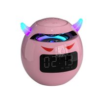 Wireless Bluetooth Speaker, Led Flash Portable Outdoor Bedside Kids Room Alarm Clock Subwoofer MusicPlayer with Microphone Hands-Free Call (Pink)