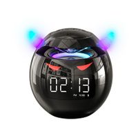 Wireless Bluetooth Speaker, Led Flash Portable Outdoor Bedside Kids Room Alarm Clock Subwoofer MusicPlayer with Microphone Hands-Free Call (Black)