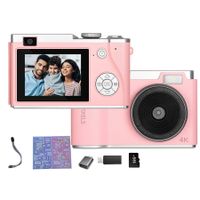 Digital Camera,Kids Camera with 8X Zoom Anti Shake Camera,Mini Camera Support Video/Selfie/Continuous Shooting,Supports up to 48 Million Pixels (Pink)