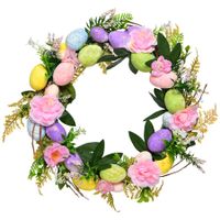 Easter Egg Wreath 45cm Front Door Artificial Green Hanging on Home Indoor Outdoor Front Door Wall Decorations Easter Decor Multicolor