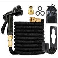 75FT Expandable Garden Hose with 8-Function Spray Gun Durable Retractable & Flexible for Car Wash Gardening And More Compatible with Brass Connectors