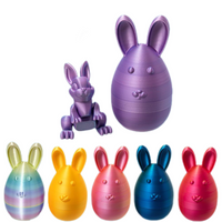 6pcs Movable Joint 3D Printed Bunny Egg Set Rabbit Fidget Toy with Egg Easter Decor.