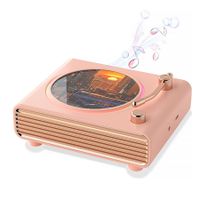 Wireless Speakers with Bluetooth Record Player Desktop, Portable Vinyl Record Player Vintage Turntable Design & Lighting Music Decor Gifts for Kids (Pink)