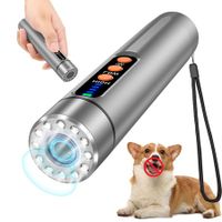 Dog Bark Deterrent- Anti Barking Device for Dogs-Ultrasonic Dog Training-Stop Dog Bark Rechargeable Handheld-Dog Bark Control with LED Flashlights-Grey