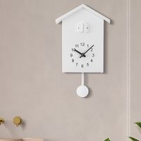 Cuckoo Wall Clock,Cuckoo Bird Voices Call, Design Clock Pendulum, Bird House, Wall Art Home Living Room Kitchen Office Decoration (White)