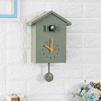 Cuckoo Wall Clock,Cuckoo Bird Voices Call, Design Clock Pendulum, Bird House, Wall Art Home Living Room Kitchen Office Decoration (Green)