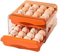 Egg Holder for Fridge,Drawer Type Egg Storage Container for Refrigerator,Stackable Storage with Lid,32 Egg Holder for Kitchen Storage Color Orange