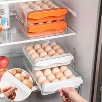 Egg Holder for Fridge,Drawer Type Egg Storage Container for Refrigerator,Stackable Storage with Lid,32 Egg Holder for Kitchen Storage Color White