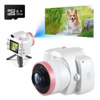 Kids Camera with Projector 1080P Video Recording Camera with Tripod and 32GB SD Card,Christmas Birthday Gifts Portable Toy for Girls and Boys(White)