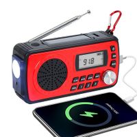 Hand Crank Radio, Solar AM/FM/NOAA Weather Portable Radio with Flashlight, Bluetooth Speaker, SOS, Power Bank & 4 Ways Powered (Red)