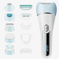 Epilator for Women, 6 in 1 Hair Removal Epilator, Shaver, Face Razor, Facial Brush, Face Massage and Body Exfoliator, Hair Removal for Women (Blue)