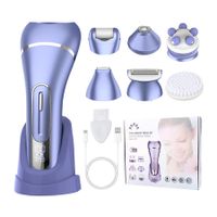 6 in 1 Epilator Hair Removal for Women, Shaver, Bikini, Face Razor, Facial Brush, Face Massage and Body Exfoliator, IPX6 Waterproof Lady Shaver Wet & Dry