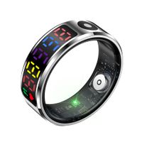 Smart Ring Color Screen Men Women Smart Touch Fitness Ring Multi-Modes Fitness Tracker Rate Pedometer Sleep Monitoring Size 11 Color Silver