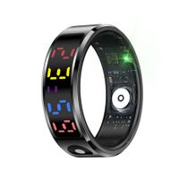 Smart Ring Color Screen Men Women Smart Touch Fitness Ring Multi-Modes Fitness Tracker Rate Pedometer Sleep Monitoring Size 9 Color Black