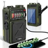 Emergency Crank Radio,4000mAh/14800mWh AM/FM/WB/SW/NOAA Weather Radio with Bluetooth,Flashlight,SOS Alarm,Powered by USB Charged