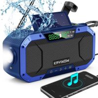 Emergency Hand Crank Solar Radio 5000mAh Cell Phone Charger Bluetooth Speaker,AM FM NOAA Flashlight,Reading Lamp, SOS Alarm Compass Survival Camping Gear