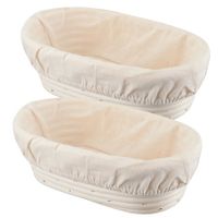 Banneton Bread Proofing Basket Banneton Basket Set Sourdough Proofing Basket Round Proofing Bowls Handmade Rattan Baskets and Liners (Oval 10inch set of 2)