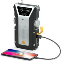 Emergency Weather Radio Portable AM FM NOAA Weather Radio 4000mAh 14800mWh 1 5W LED Flashlight USB Type C Solar Hand Crank 3 Modes Charge SOS Alarm   Gray