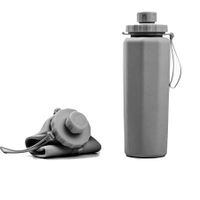 Grey 600ml Portable Silicone Sports Water Bottle Anti Fall High Temperature Resistant Foldable Food Grade