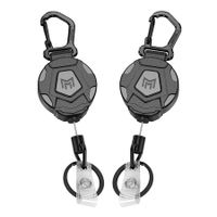 2Pack Retractable Keychain,Heavy Duty Carabiner Badge Holder,Tactical ID Badge Reel with 31.5In/80cm Steel Retractable Cord