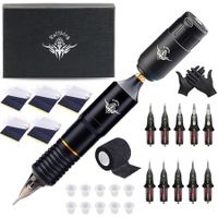 Tattoo Machine Kit Professional Wireless Tattoo Pen Kit Detachable RC Tattoo Power Supply,Tattoo Motor Unit Color Black