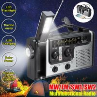 Emergency Solar Power Hand Crank Radio 1200mAh Phone Charger Power Bank SOS AM/FM/SW Weather Radio LED Flashlight Reading Light