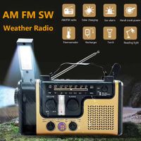 Emergency Solar Power Hand Crank Radio 2000mAh Phone Charger Power Bank SOS AM/FM/SW Weather Radio LED Flashlight Reading Light