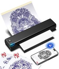 Phomemo M08F Wireless Tattoo Transfer Stencil Printer,Thermal Tattoo Machine with 10pcs Free Stencil Paper,Compatible with Smartphone PC Black