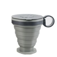 Foldable Silicone Cups,Travel Coffee Cups With Plastic Lids,Reusable Cup Set Suitable For Camping And Hiking Color Grey