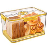 Bread Box Bread Boxes,Time Recording Bread Storage Container with Lid,Bread Keeper,Yellow 32.5x22.5x15.3cm
