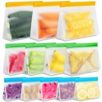 12 Pack Large Reusable Food Storage Bags Stand Up,  Reusable Sandwich Gallon Freezer Bags Snack Bags for Meat Fruit Cereal Snacks