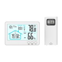 Indoor Outdoor Thermometer Wireless, 5 Inch Display Digital Hygrometer Thermometer Monitor with Sensor and Weather Station, White