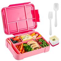 1330ML Bento Box Lunch Box Containers Microwave with 6 Compartment With Tableware Sauce Lunch Box Color Red And Pink