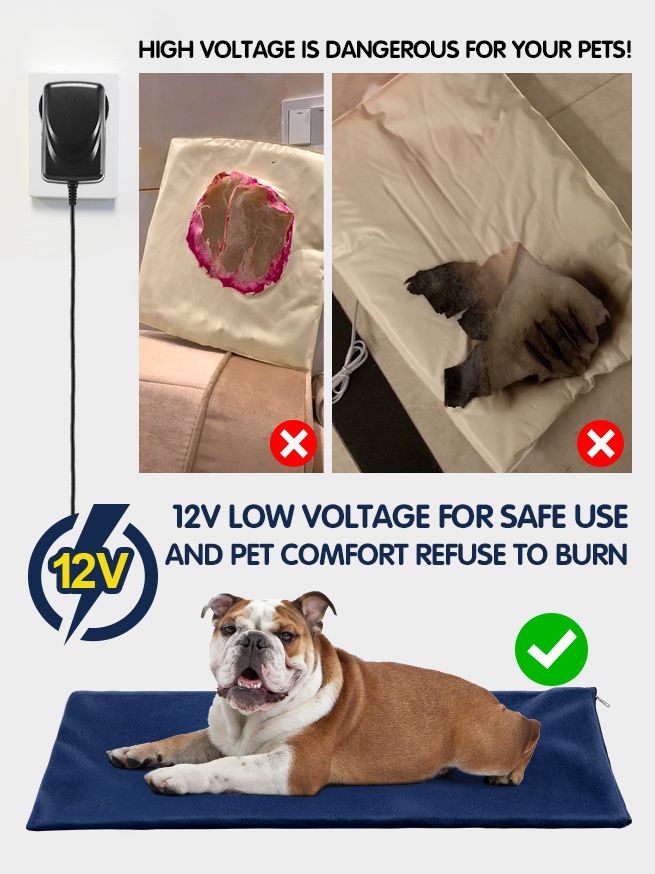 Pet Heated Mat Dog Heating Pad Cat Puppy Electric Heater Blanket Heat Bed Waterproof Cover 65x40cm Blue